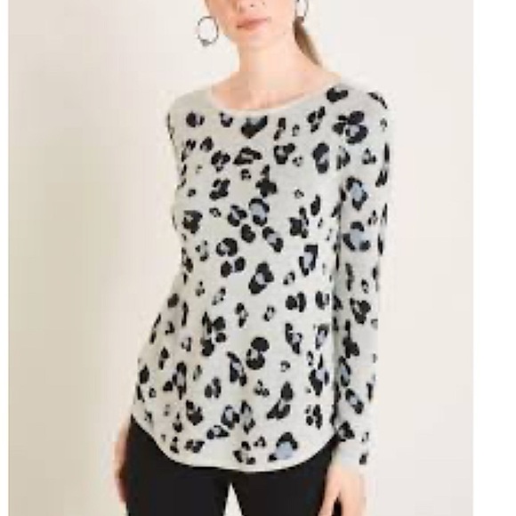 Chico's Sweaters - Chico’s Blue Animal Print Bateau Neck Sweater size M